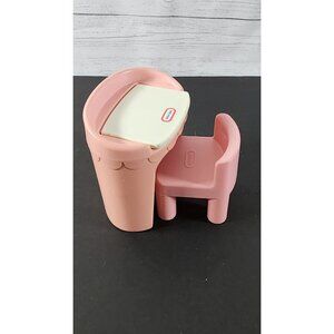VINTAGE LITTLE TIKES PINK VANITY AND CHAIR DOLLHOUSE SIZE FURNITURE GIRLS ROOM
